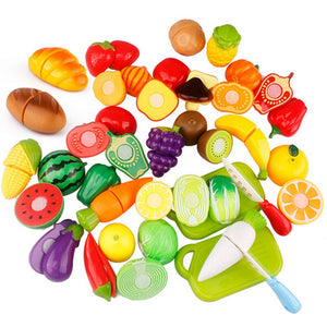 Plastic Kitchen Food Fruit Vegetable Cutting Kids Pretend Play Educational